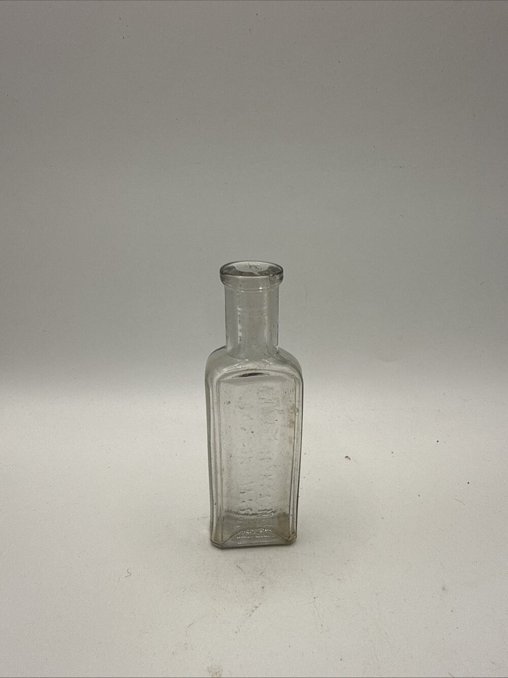 Antique Clear Glass Medicine Apothecary Bottle Embossed Vintage Pharmacy 4”